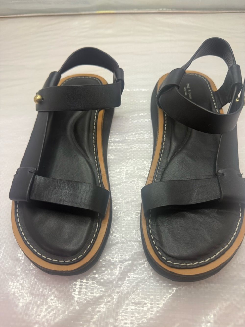 rag & bone Black Leather Strappy Slingback Sandals